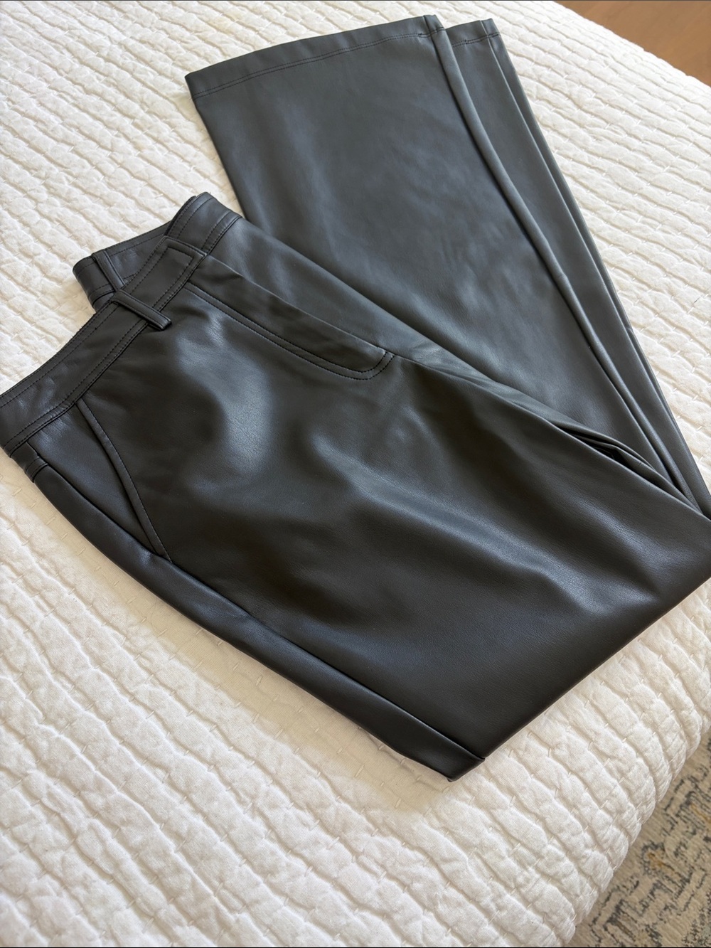 Women’s Black Faux Leather Pants - Sleek Straight Leg